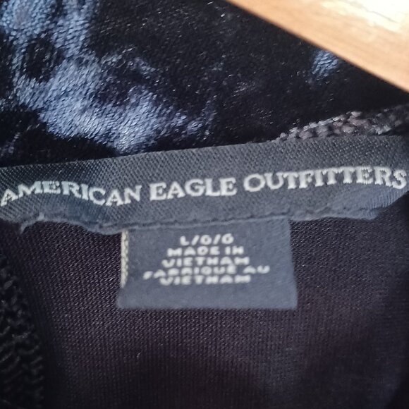 American Eagle Top Womens Large Blue Velvet Burnout Whimsigoth Retro Witchy - Picture 6 of 10